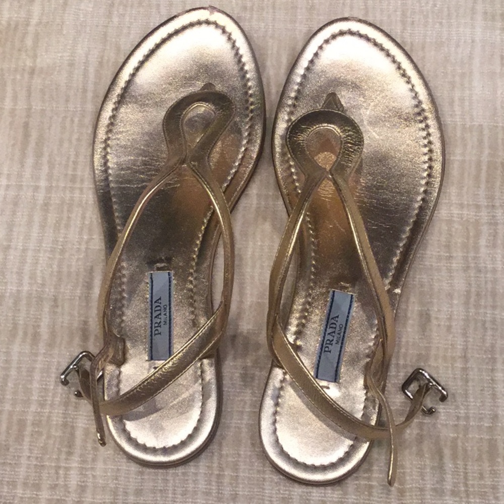 Prada gold flat sandal
